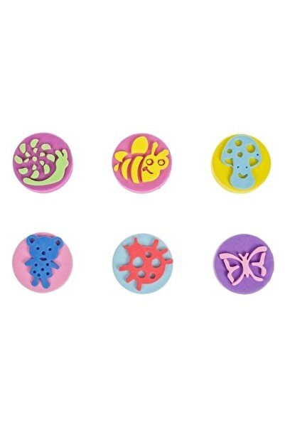 SHOPIENS Set 6 Stampile de Pictura Animale Ø4cm, Cu Modele Diferite, Material Spuma Colorata