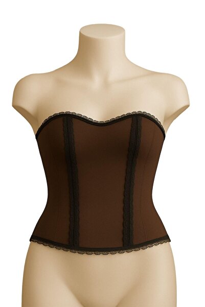 AmorLuxe Kahve Mı Emay 9155 F Ruffled Sweatshirt Bustier