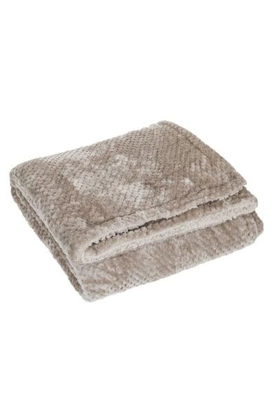 SHOPIENS Decorative Blanket Shopiens® Fika with 2 Sides, Faux Fur and Sherpa, Beige, 160 x 130 cm