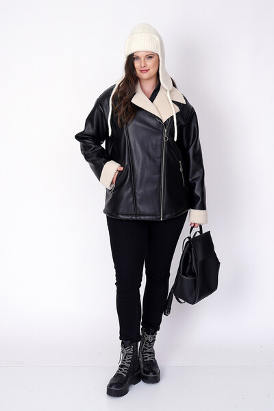 Büyük Moda FUR INSIDE LEATHER COAT