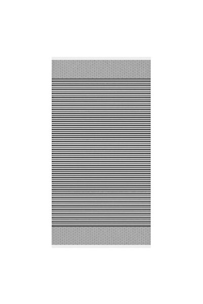 SHOPIENS Hamam Beach Towel Shopiens®, Cotton with Grey Stripes and White Tassels, 180 x 100 cm