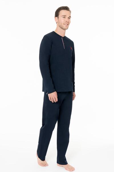 U.S. Polo Assn. Erkek Lacivert %100 Pamuk Penye Mevsimlik Ev Giyim Alt Üst Takım