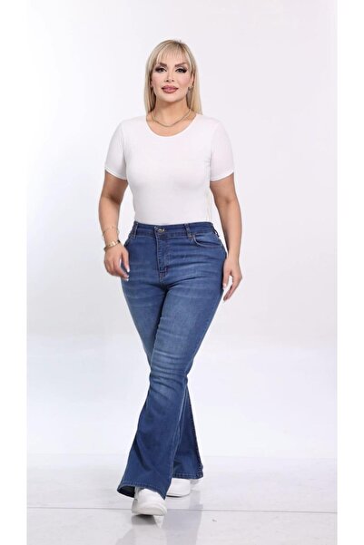 Işşıl 715-Flexible Spanish Leg Wide Plus Size Jeans