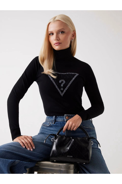 Guess Tn Melanie Taşlı Üçgen Logo Regular Fit Balıkçı Yaka Kazak W5BR39Z2NQ2 KAZAK W5BR39 Z2NQ