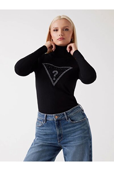 Guess Tn Melanie Taşlı Üçgen Logo Regular Fit Balıkçı Yaka Kazak W5BR39Z2NQ2 KAZAK W5BR39 Z2NQ