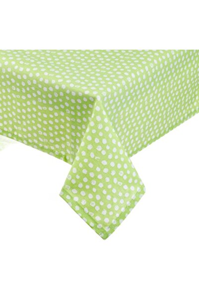 SHOPIENS Față de masă decorativă Shopiens®, verde cu buline albe, 140 x 240 cm