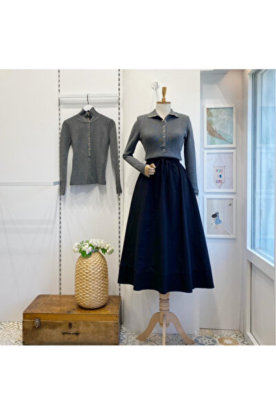 Faya Boutique تنورة زيران سوداء بخصر مطاطي