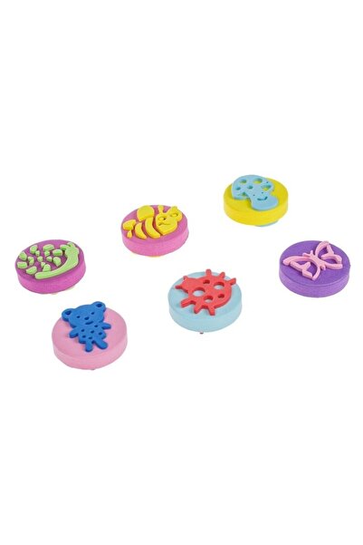 SHOPIENS Set 6 Stampile de Pictura Animale Ø4cm, Cu Modele Diferite, Material Spuma Colorata