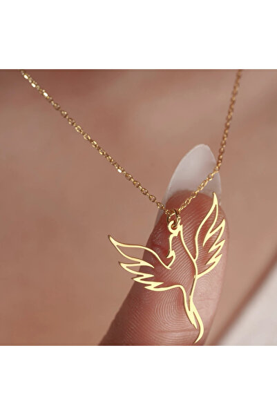 MERRY ME anka kuşu kolyesi 925 Ayar Gümüş 14 Ayar Altın Kaplama