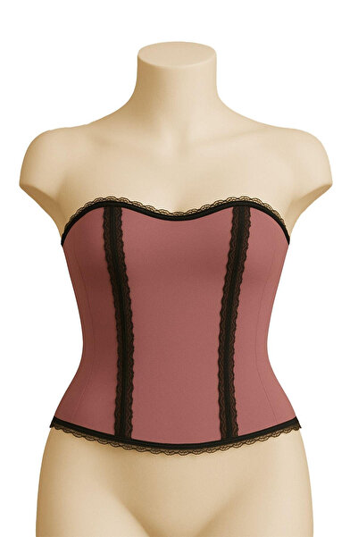 Miravm Dusty Rose Emay 9155 F Ruffled Sweatshirt Bustier