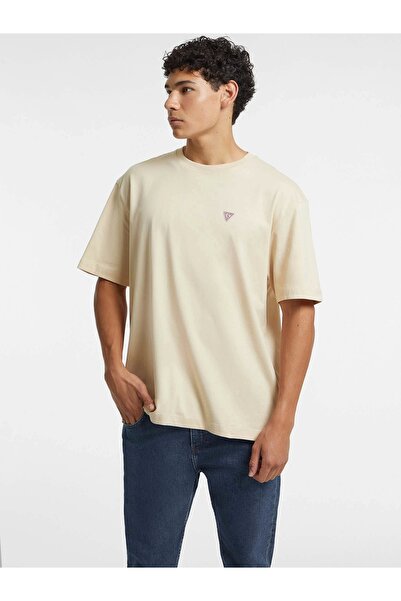 Guess Gj Ss Cn Os Erkek Bej Oversize Fit T-Shirt M4YI46K8FQ4-G1W7
