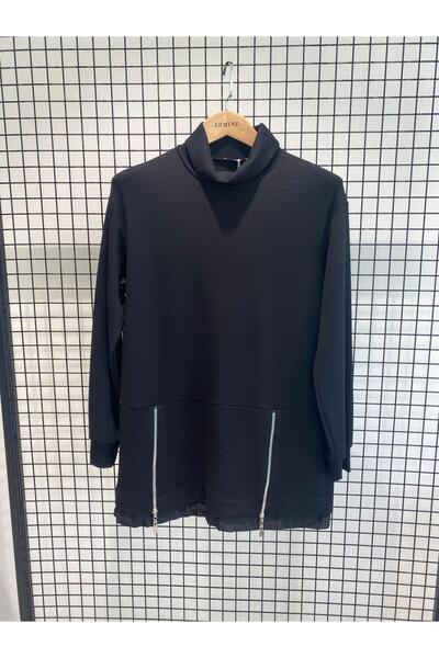 Belli Yeni Sezon Mevsimlik Boğazlı Fermuar Detaylı Tunik Modaayka 25AYC4007