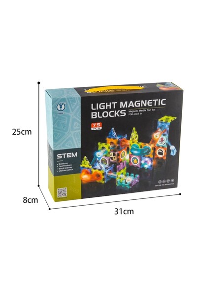Dige Intelligent Magnetic Construction Set with 75 Pieces with Balls and Luminous Elements, Educational and Creative