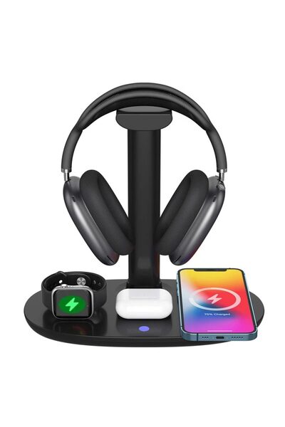 PadForce Suport pentru căști cu încărcare wireless pentru telefon, Apple Watc...