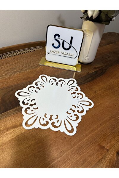 EHA LAZER Patterned White Napkins, 6 Pieces, Pure White