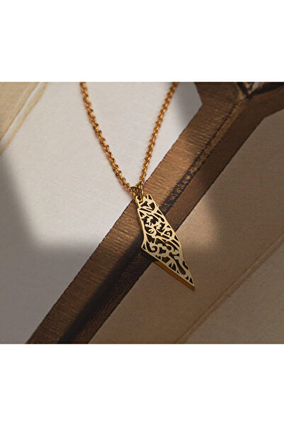 MERRY ME Filistin kolyesi 925 Ayar Gümüş 14 Ayar Altın Kaplama