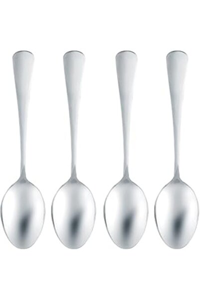 Generic مجموعة أدوات مائدة من رويال فورد، 4 ملاعق شاي أساسية من الفولاذ المقاوم للصدأ RF12544، ملاعق شاي شديدة التحمل، فضية