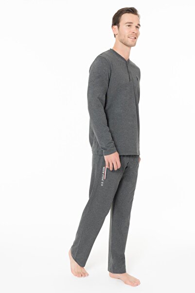 U.S. Polo Assn. Erkek Penye Mevsimlik Düz Renk Ev Giyim Pijama Takım Alt Üst Takım