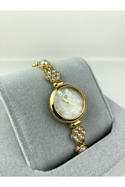 Mazzy White Women's Wristwatch with Round Stone on the Band