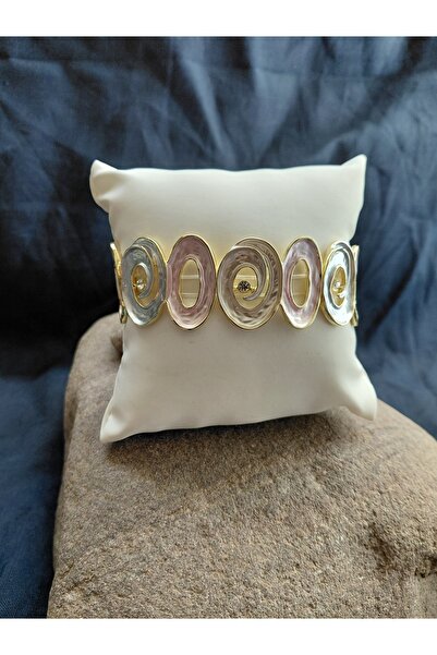 lavantebutik سوار معدني ذهبي عتيق مطلي بالمينا مع سوار مطاطي