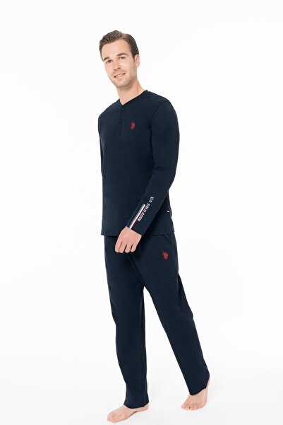 U.S. Polo Assn. Erkek Penye Mevsimlik Düz Renk Ev Giyim Pijama Takım Alt Üst Takım
