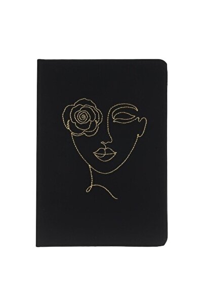 SHOPIENS Carnetel Notite Agenda A5 80 File Dictando Coperta PU Neagra Chip Femeie Cusatura Aurie cu Semn