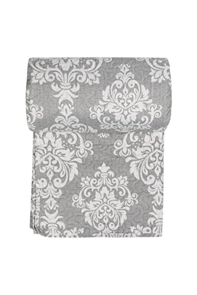 SHOPIENS Double Damask Coverlet Shopiens®, Two-Sided Gray with Damask Pattern, 220 x 240 cm