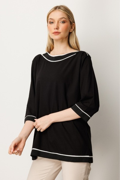 Butik Triko Kayik Yaka Ribanali Bluz