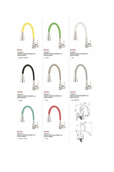 FERRO Baterie de bucătărie cu cioc flexibil cu două funcții bej - Zumba2