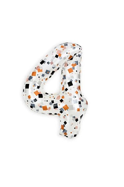 Kukuletaparty 1m Şeffaf Confety Desen Folyo Balon - 4 rakamı