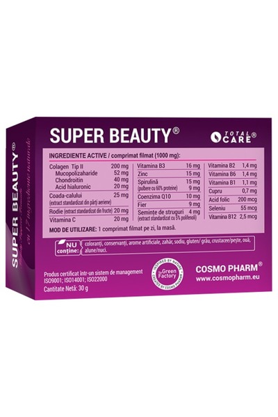 Cosmo Pharm Super Beauty: Collagen for Hair, Nails, and Skin + Hyaluronic Acid, Q10
