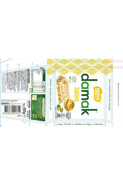 Nesquik Nestle Damak Antep Fıstıklı ve Baklavalı Beyaz Çikolata 60 GR * 6 Adet