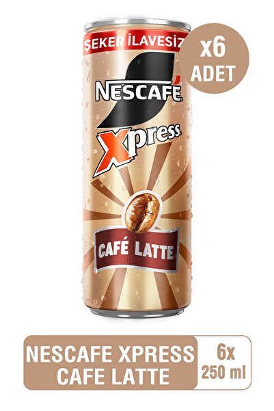 Nescafe NESCAFÉ XPRESS Café Latte Şeker İlavesiz Soğuk Kahve 250ml x6