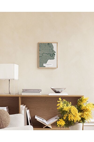 Thetic Silhouette Map Moss - Modern Aesthetic Frameless Premium Wall Art Poster