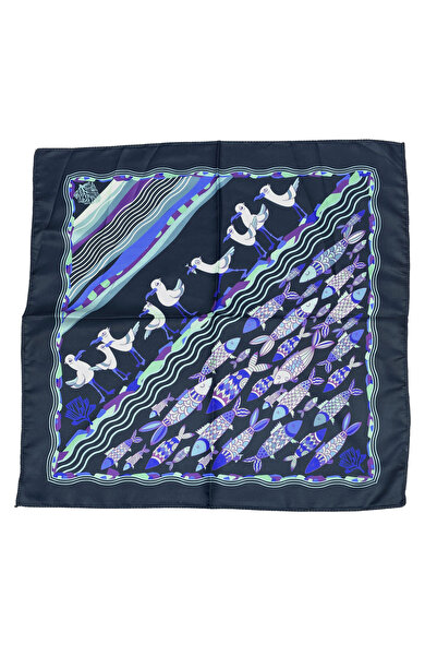 Sultan İpek وشاح/باندانا بنمط السمكة والطير 52×52