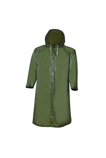SHOPIENS Raincoat for Adults, Waterproof, One Size, with Hood and Buttons, 100% PVC, Green, 116 cm