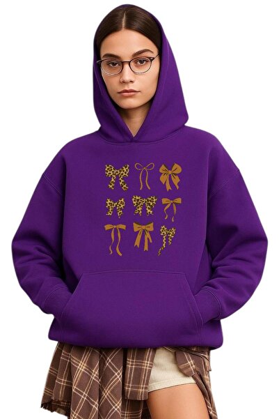 BENROMA Hanorac unisex cu glugă cu imprimeu cu panglici