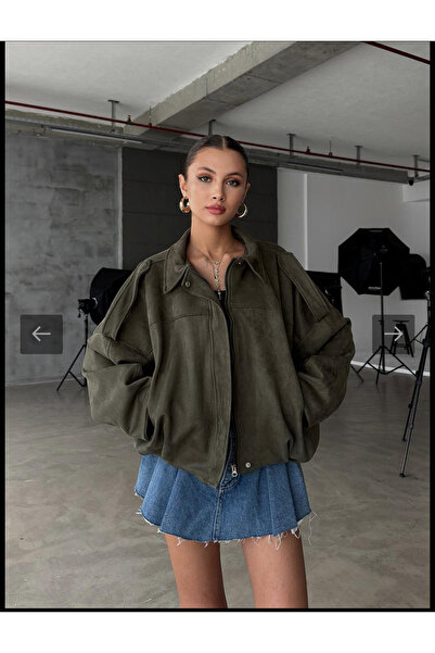 Bak'ap Τρεντ Βάιραλ Μπάτ Χαμηλό Μανίκι Oversize Σουέτ Μπόμπερ Τζάκετ