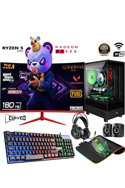 Apphirex TC56 Ryzen 5 5500 32GB 1TB M.2 SSD RX550 GDDR5 24'' 180Hz Curved Mas...