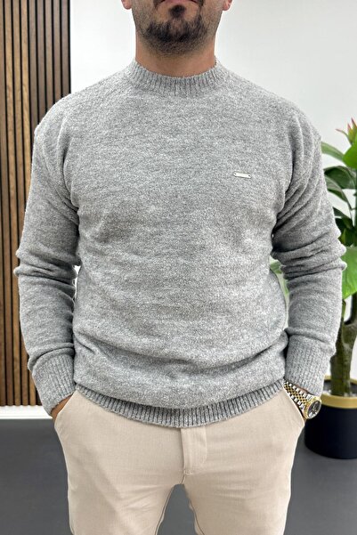 Edwox Чоловічий велосипедний комір Букле тканина Светр Сірий Edw419