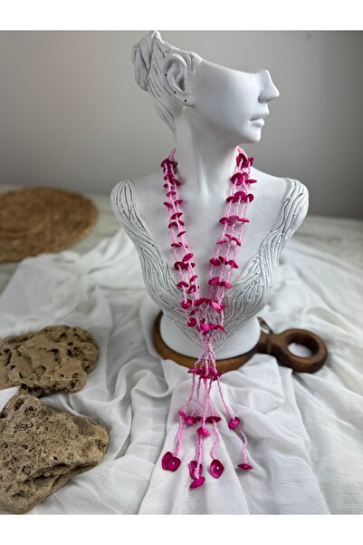 SEDEF TAKI kabuklu uzun bohem kolye