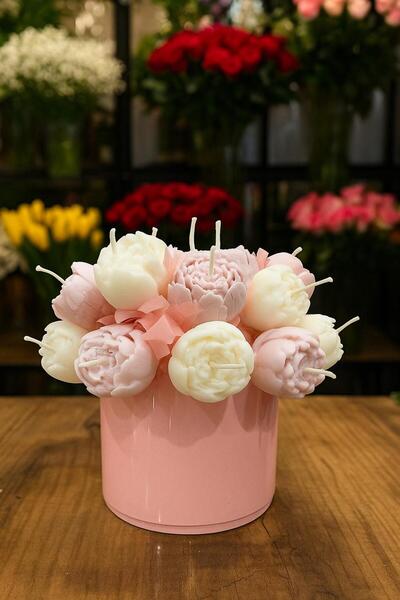 sisucandles1 Gül Kokulu Mum, Saksıda Gül Buket Mum,Solmayan Çiçek Mum (23 Adet)