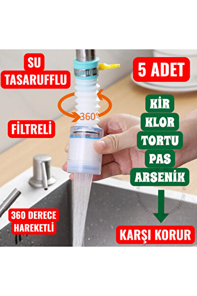 nelerbulurum 5 Pcs 360-Degree Rotatable Rust Sediment Chlorine Anti-Limescale Water Saving Faucet Head