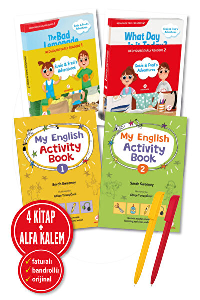 Redhouse Kidz Yayınları ألفا كيلم + سارة سويني 4 كتب (القراء المبتدئين 1-2 + ...