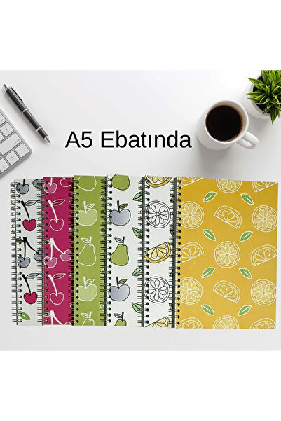 KarmaOfis A5 Spiral Fruit Concept Notebook 40 Sheets 3-Ring (All Unlined)