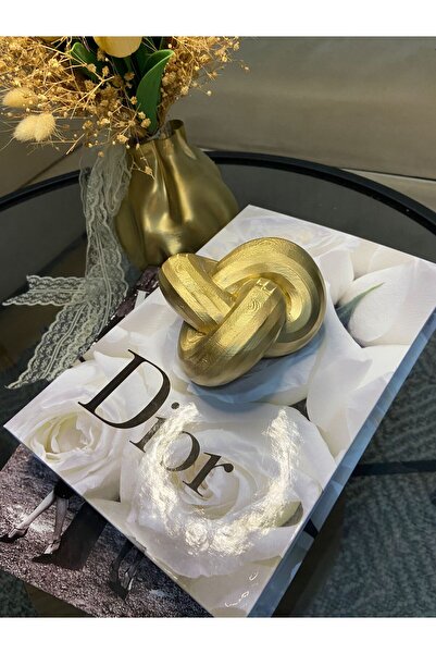 KayaTech Dekoratif Altın Renkli Düğüm Masa Süsü | Modern & Şık Salon Sehpa Ak...