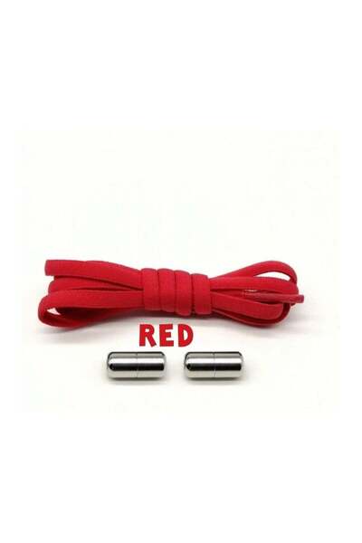 Mirfa Elastic No Tie Shoe Lace Pair (Red Lace with Silver Cap)