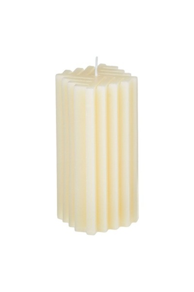 SHOPIENS Lumânare parfumată Ecru cu aromă de vanilie și dungi verticale Shopi...