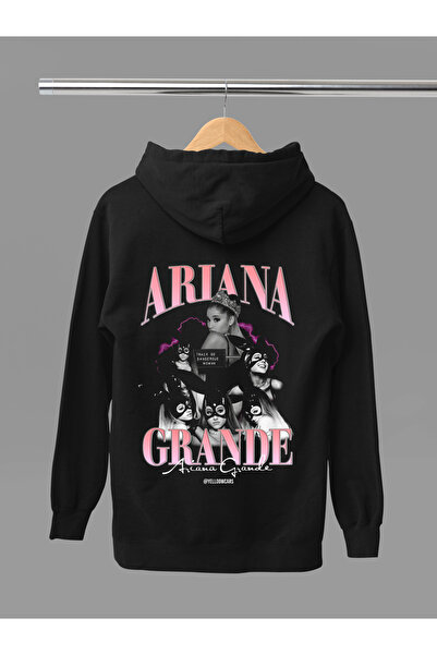 MAGORS Hanorac cu glugă din bumbac imprimat ARIANA GRANDE, cu mânecă lungă, c...