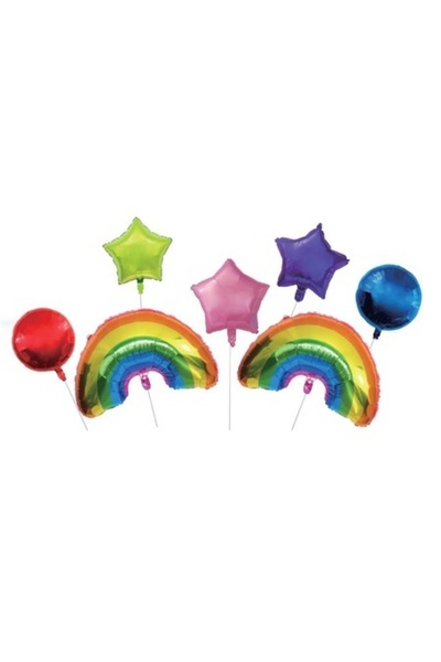 SHOPIENS Set 7 baloane folie metalică pentru petrecere, coroană 48x75cm, stel...